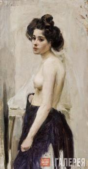 Nikiforov Semyon. Semi-nude Female Model. Valentin Serov’s Studio. 1900