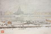 Ostroumova-Lebedeva Anna. St. Isaac’s Cathedral in a Foggy Day. From the Album “