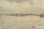 Ostroumova-Lebedeva Anna. St. Petersburg. Panoramic View of the Stock Exchange. 