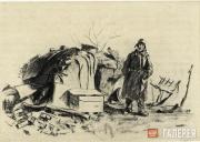 Nemensky Boris. “All That is Left”. A battlefield drawing. 1943