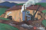 Münter Gabriele. The Blue Excavator (Construction Site on Olympiastrasse to Garm