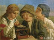 Unknown artist (circle of Alexei Venetsianov). Children Freeing a Bird. Mid-19th