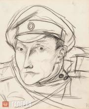Petrov-Vodkin Kuzma. Head of a Soldier in a Cap. 1915
