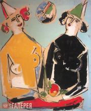 Sante MONACHESI. Clownesses with Butterflies. 1966