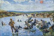 Пластов Аркадий Александрович. Купание коней. 1937