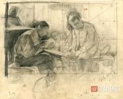 Pasternak Leonid. Sketch for the painting “Letter from Home”. 1888