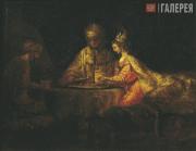 REMBRANDT Harmenszoon van Rijn. Artaxerxes, Haman and Esther. 1660