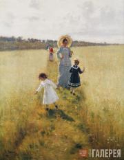 Repin Ilya. The Boundary (Vera Repina Walking with her Children). 1879