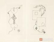 Ribemont-Dessaignes Georges.  Illustrations to Iliazd’s Boustrophedon au Miroir.