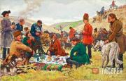Lanceray Eugene E. Royal Hunt (Peter I Hunting, Hunters at Rest). 1907