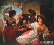 Pimen Orlov. October Holiday in Rome. 1851