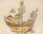 Nechayev Yakov (?). Mechanical toy – a Chinese ivory vessel, “framed in gilded s