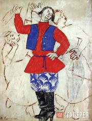 М.Ф. Ларионов. «Хоровод». Эскиз костюма к балету «Русские сказки». 1916–1918 М.Ф. Ларионов. «Хоровод». Эскиз костюма к балету «Русские сказки». 1916–1918