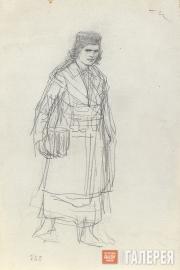 Repin Ilya. A Girl Walking with a Portfolio. Late 1870s