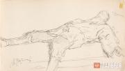 Repin Ilya. Vladimir Stasov Sleeping. Paris. Sheet from an album. 1889