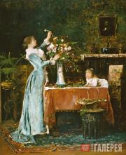 Mihaly MUNKACSY. Making Up a Bouquet. Mid. 1870s