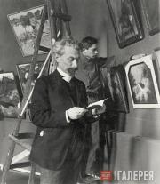 Leonid Pasternak and his son Alexander, preparing for the Union of Russian Artists' Spring Exhibition Leonid Pasternak and his son Alexander