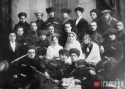 Khadzhi-Bekr Akhriev (second on the left, third row) and GaziMagomed Dourbekov (second on the right, fourth row) with actors from the Ingush Khadzhi-Bekr Akhriev (second on the left, third row) and GaziMagomed Dourbekov