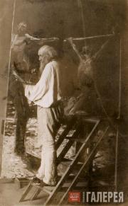 Nikolai Ge in his studio. C. 1892