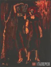 Larionov Mikhail. Two Women on a Black Background. Second half of the 1920s-firs