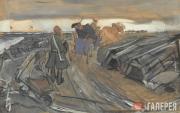 Serov Valentin. Peter I on a Construction Site. The Construction of St. Petersbu