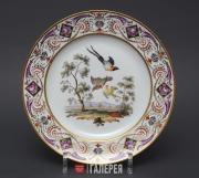 Plate from a dinner service with bird images Plate from a dinner service with bird images