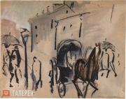 Mavrina Tatyana. Moscow Landscape with Open Carriage. 1922-1925