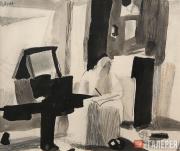 Lebedev Vladimir. Interior with a Figure and Mirror. 1921