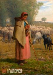 Jean-Francois MILLET. Shepherdess: Plains of Barbizon. Before 1862 
