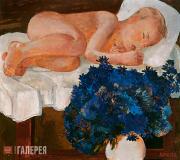 Deineka Alexander. Sleeping Child with Cornflowers. 1932