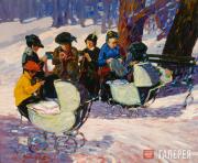 Georges LUKS. Knitting for the Soldiers: High Bridge Park. с. 1918