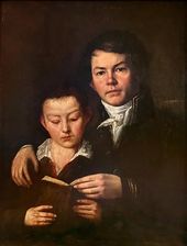 НЕИЗВЕСТНЫЙ ХУДОЖНИК. Портрет братьев А. и В. Жемчужниковых. Конец 1830-х