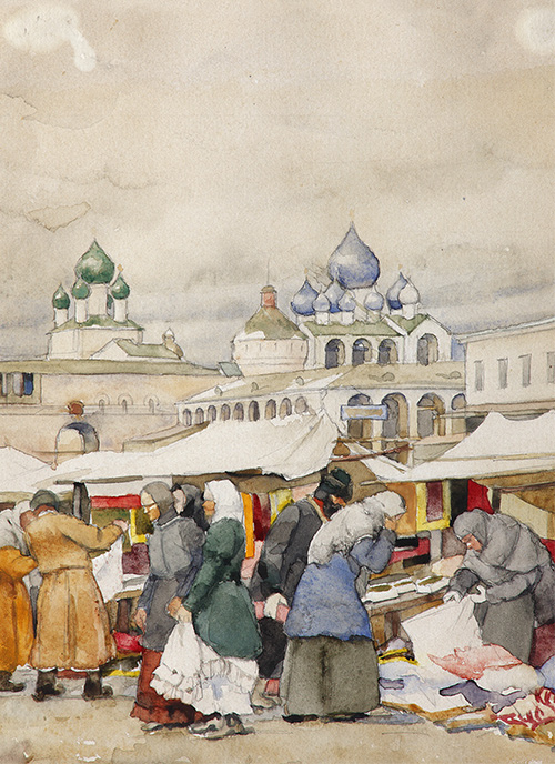 Юон Константин Фёдорович. Провинция. Базар.