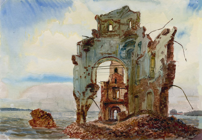 Алексей Писаренко. Затопленная церковь в Крохино. 2013