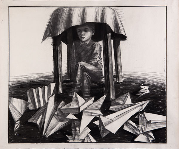 Хаджинов С. Г. «Караблики». Бумага, уголь. 1980-е