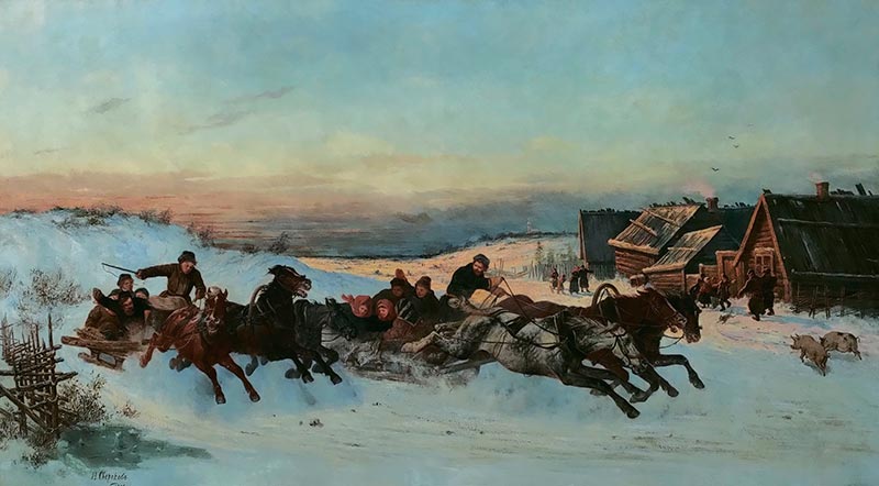 Николай Сверчков. Катание на Масленице. 1876