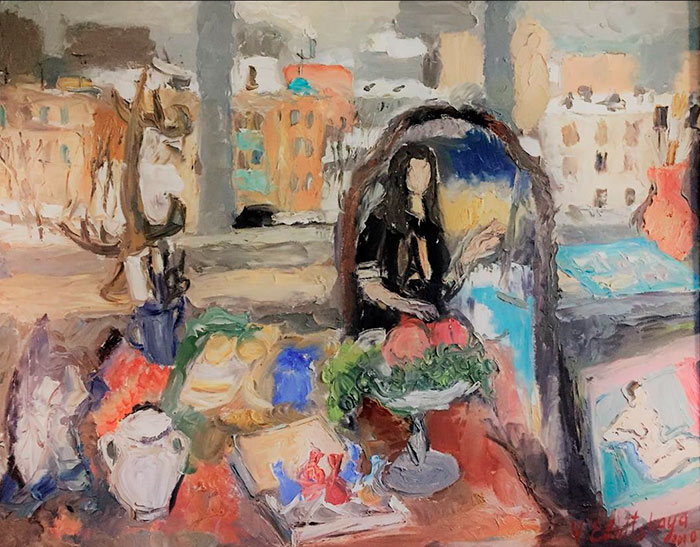 ЕЛЬНИЦКАЯ ВЕРА. «Автопортрет в мастерской». 2010